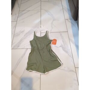 NWT Wonder Nation Win Play Romper Size S (6-6X) Terrace Green Color Pockets
